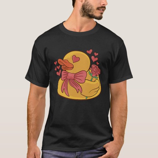 Rubber Duck Valentine's Day Love Date Nights Roses T-shirt (Voorkant)