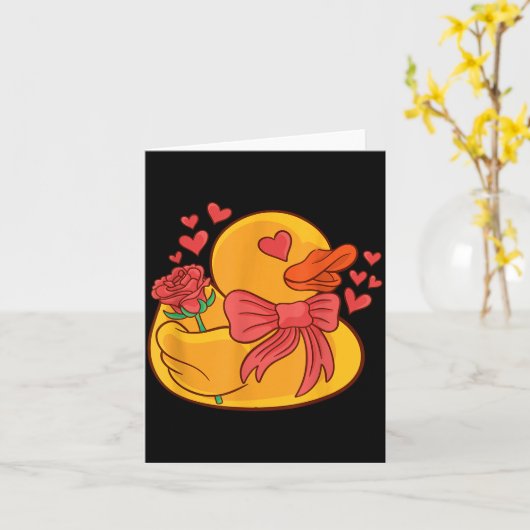 Rubber Duck Valentines Day Rubber Duckie Kaart (Gele Bloem)