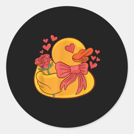 Rubber Duck Valentines Day Rubber Duckie Ronde Sticker (Voorkant)