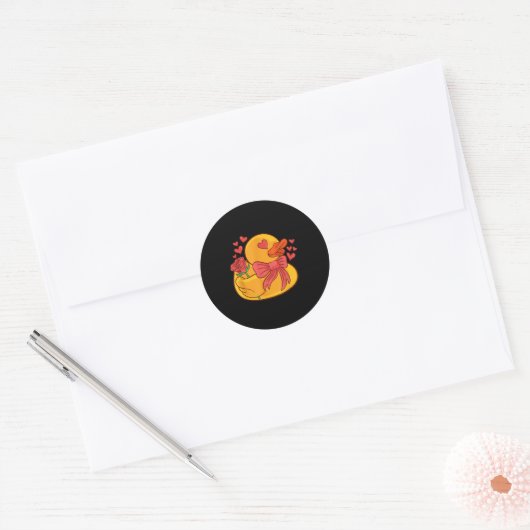 Rubber Duck Valentines Day Rubber Duckie  Ronde Sticker (Envelop)