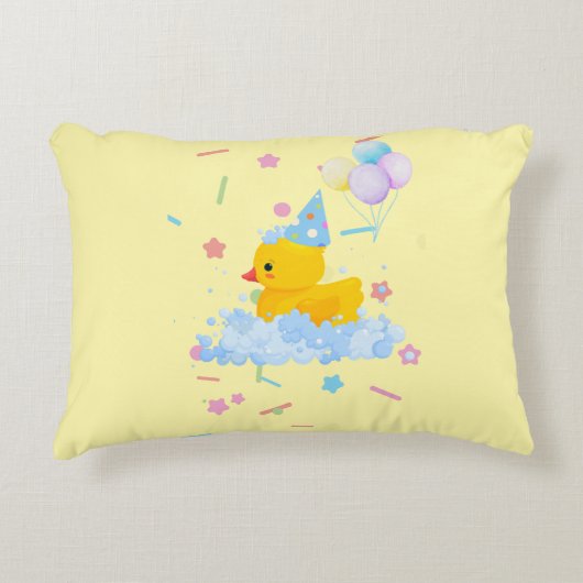 Rubber Duck Verjaardag met bubbels en Confetti Accent Kussen (Voorkant)