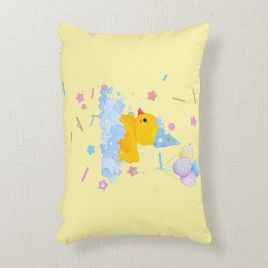 Rubber Duck Verjaardag met bubbels en Confetti Accent Kussen (Voorkant(Verticaal))