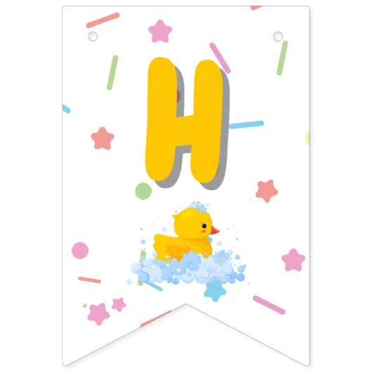 Rubber Duck Verjaardag met bubbels en Confetti Vlaggetjes (Tweede vlag)