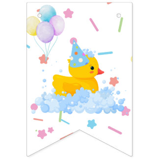 Rubber Duck Verjaardag met bubbels en Confetti Vlaggetjes