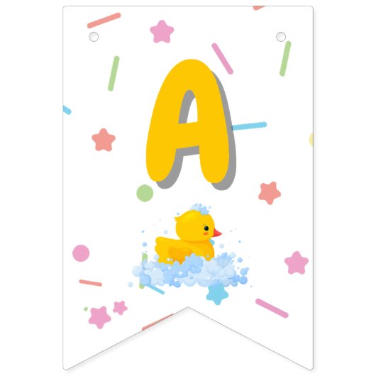 Rubber Duck Verjaardag met bubbels en Confetti Vlaggetjes (Derde vlag)