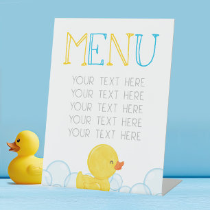 Rubber Duck Verjaardag of Baby shower Menu Party Reclamebord Met Voetstuk