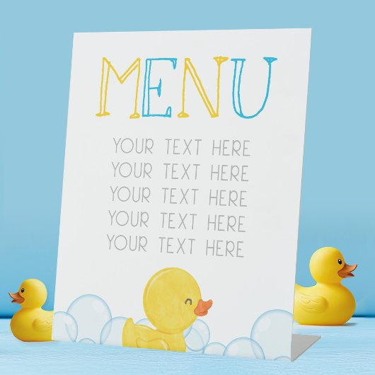 Rubber Duck Verjaardag of Baby shower Menu Party Reclamebord Met Voetstuk