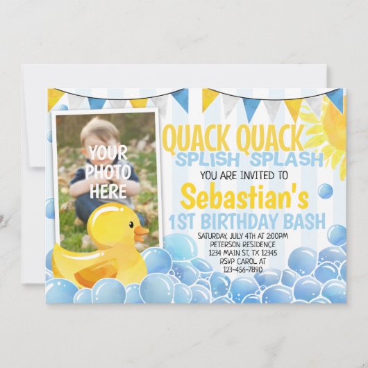 Rubber Duck Verjaardag Uitnodiging (Voorkant)