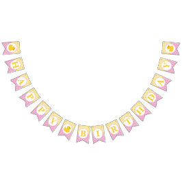 Rubber Duck Verjaardagsbanner | Roze en gele eend Vlaggetjes