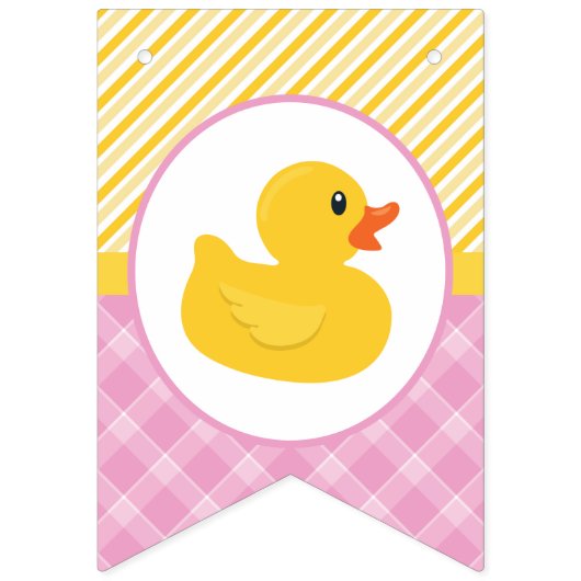 Rubber Duck Verjaardagsbanner | Roze en gele eend Vlaggetjes (Eerste vlag)