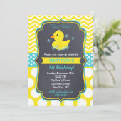 Rubber Duck verjaardagsfeestje uitnodigingen (Staand voorkant)