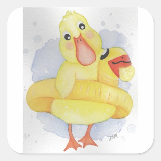 Rubber Duck Vierkante Sticker (Voorkant)