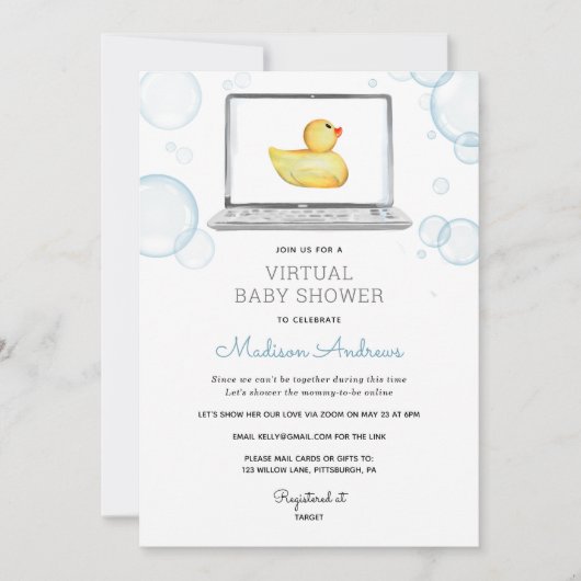Rubber Duck Virtual Baby shower Kaart (Voorkant)