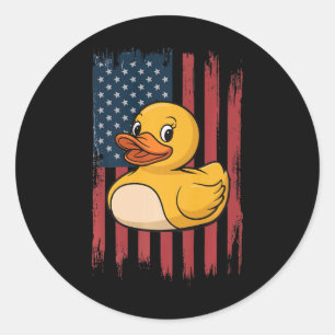Rubber Duck Vlag Onafhankelijkheidsdag Bath Duck 1 Ronde Sticker