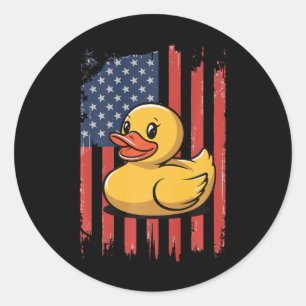 Rubber Duck Vlag Onafhankelijkheidsdag Bath Duck P Ronde Sticker