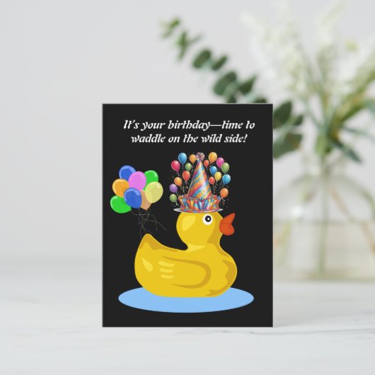 Rubber Duck vrolijke Fun en Quirky verjaardag Briefkaart (Staand voorkant)