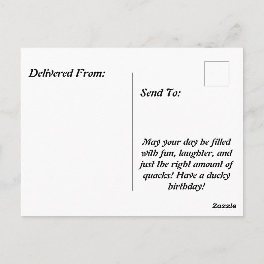 Rubber Duck vrolijke Fun en Quirky verjaardag Briefkaart (Achterkant)