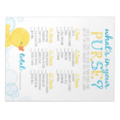 Rubber Duck Wat zit er in je tas douche spel Notitieblok (Voorkant)