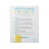 Rubber Duck Wat zit er in je telefoon Baby shower  Notitieblok (Linkerzijde)