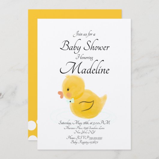 Rubber Duck Waterkleurig Baby shower Rustic Kaart (Voorkant / Achterkant)