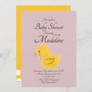 Rubber Duck Waterkleurig Blush Baby shower Kaart
