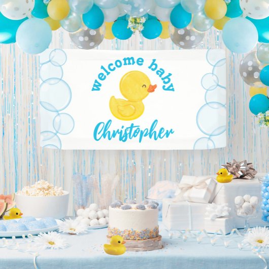 Rubber Duck Welcome Baby Naam Hangende Vinyl Banne Spandoek