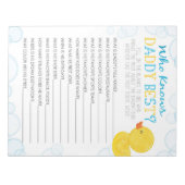 Rubber Duck Wie kent papa Beste Baby Game Pack Notitieblok (Voorkant)