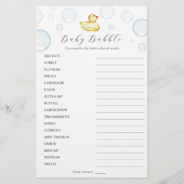 Rubber Duck Woord Zoeken en Scramble Double Game (Voorkant)