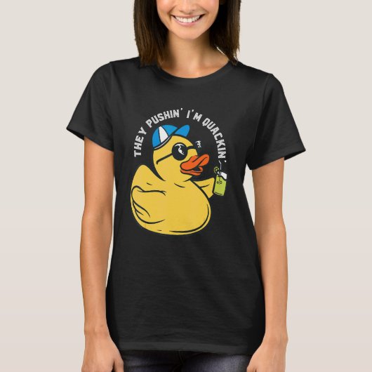 Rubber Duck Zomer Party Duck Pushin' Quackin' Duc T-shirt (Voorkant)