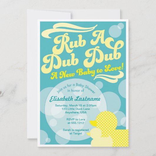 Rubber Duckie Baby shower Uitnodiging (Voorkant)