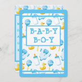 Rubber Duckie Blue Boy Baby shower Kaart (Voorkant / Achterkant)