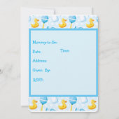 Rubber Duckie Blue Boy Baby shower Kaart (Achterkant)