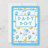 Rubber Duckie Blue Boy Baby shower Kaart (Voorkant)