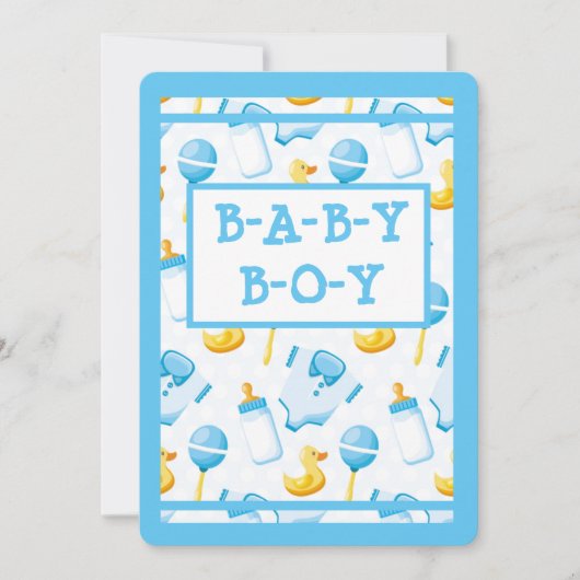 Rubber Duckie Blue Boy Baby shower Kaart (Voorkant)