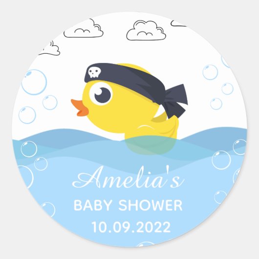 Rubber Duckie Boy's Baby shower Ronde Sticker (Voorkant)