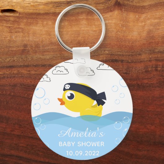 Rubber Duckie Boy's Baby shower Sleutelhanger (Voorkant)