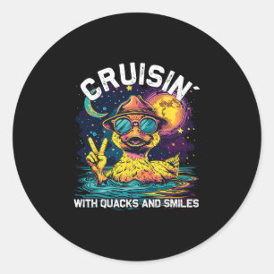 Rubber Duckie Crew Genietend van Cruiseschip Vakan Ronde Sticker