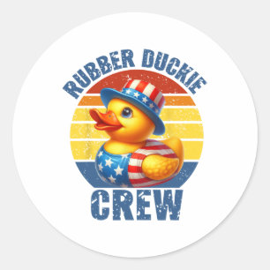 Rubber Duckie Crew Grappige Eend  Ronde Sticker