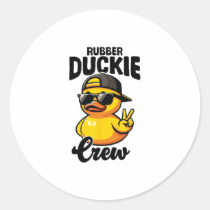 Rubber Duckie Crew Koele Eendengele Rubber Eend Ronde Sticker