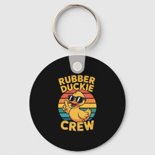 Rubber Duckie Crew Liefde Eend Cute Eend Retro Vin Sleutelhanger