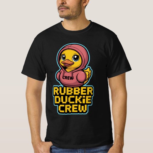 Rubber Duckie Crew – Pixel Kawaii Matching Design T-shirt (Voorkant)