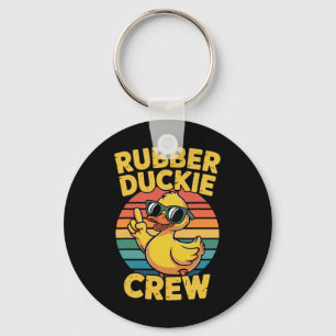 Rubber Duckie Crew Retro Eend Antieke Eend Grappig Sleutelhanger