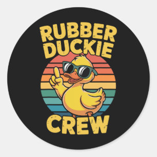 Rubber Duckie Crew Retro Eend Vintage Eend Grappig Ronde Sticker