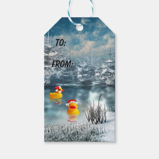 Rubber duckie kerst cadeaulabel (Voorkant)