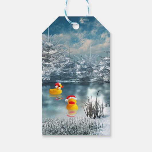 Rubber duckie kerst cadeaulabel (Achterkant)