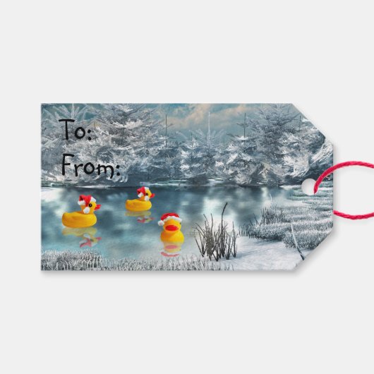Rubber duckie kerst cadeaulabel (Voorkant (Horizontaal))