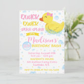 Rubber Duckie Verjaardag Uitnodiging, Rubber Ducky Kaart (Staand voorkant)