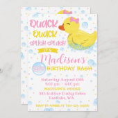Rubber Duckie Verjaardag Uitnodiging, Rubber Ducky Kaart (Voorkant / Achterkant)