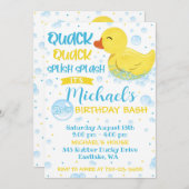Rubber Duckie Verjaardag Uitnodiging, Rubber Ducky Kaart (Voorkant / Achterkant)