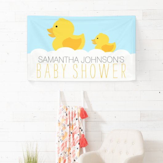 Rubber Duckies Geel Neutraal Baby shower Spandoek (Insitu)